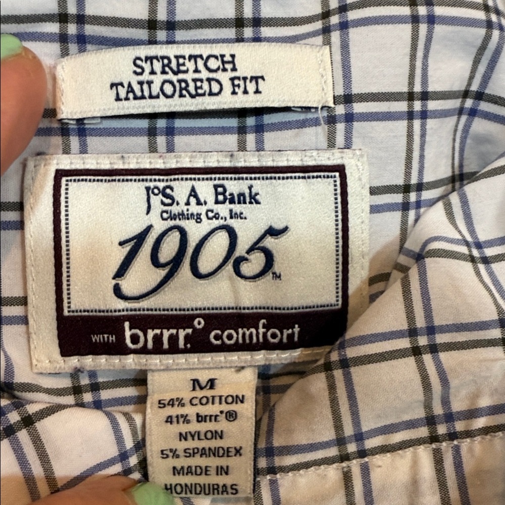 Jos A. Bank Men’s Stretch Tailored Fit Shirt gray/white Size Medium - Picture 5 of 8